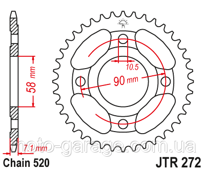Зірка задня JT Sprockets JTR272.31 Зірка задня 520H-31T D58/90-4 Болтів