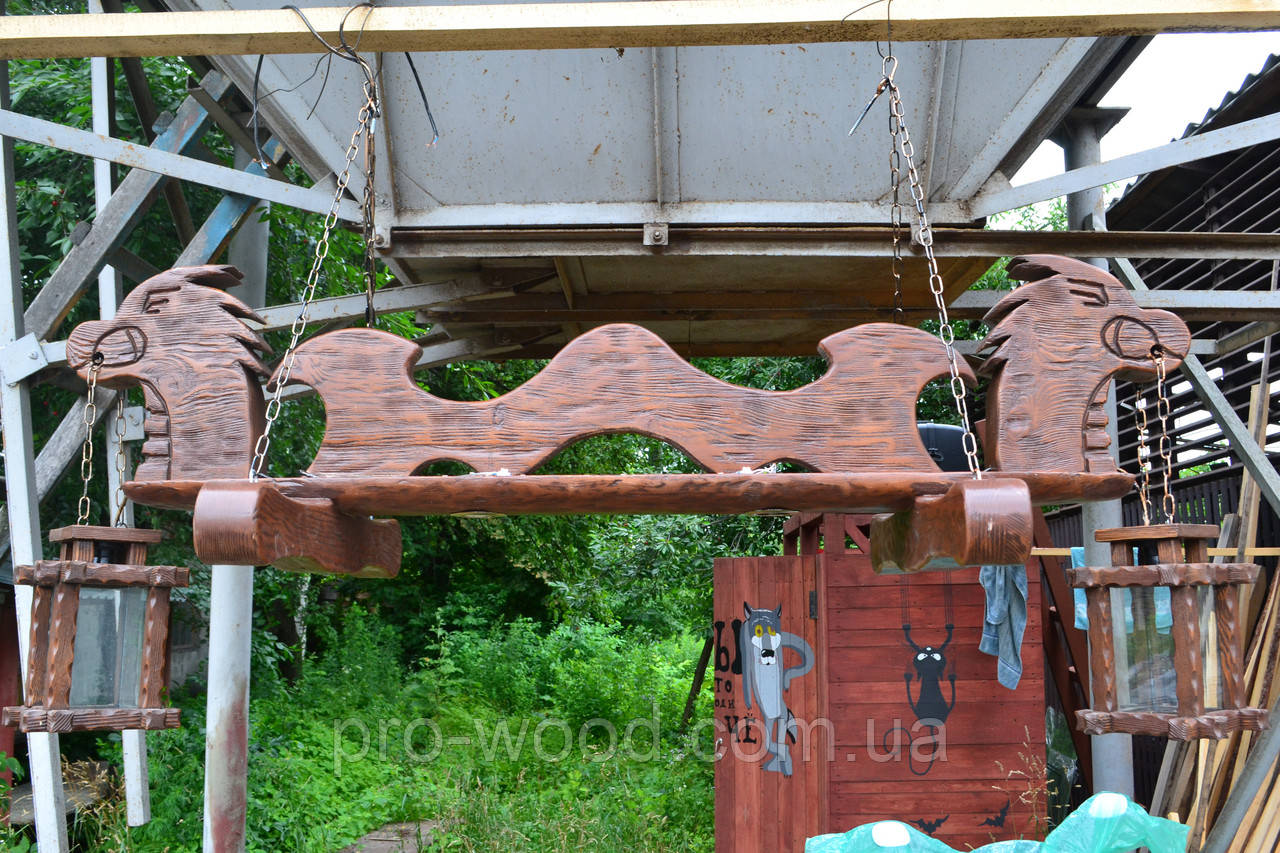 Люстра дерев'яна балка під старовину, фото 1