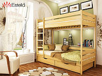 Двоповерхове ліжко дерев'яне для дітей та підлітків Дует 90х190 см. Щит Двох'ярусне ліжко дитяче