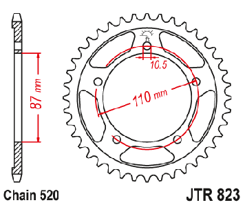 Зірка задня JTR823.39 SUZUKI GS 500 E Зірка задня 520H-47 D87/110-5болта