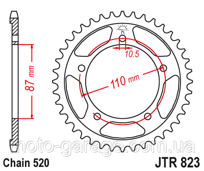 Зірка задня JTR823.39 SUZUKI GS 500 E Зірка задня 520H-47 D87/110-5болта