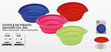 Миска CROCI VIAGGIO, силікон, дорожня, кольори - синій або червоний, 1л, 18см