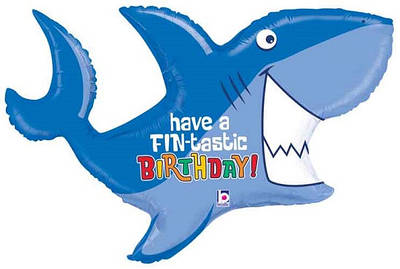 BT 39" Birthday Shark Shape. Фольгована куля Акула З Днем народження. В УП