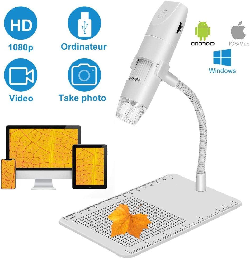 Безпровідний цифровий мікроскоп USB-мікроскоп з 8 регульованими світлодіодними лампами HD 1080P Wi-Fi
