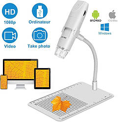 Безпровідний цифровий мікроскоп USB-мікроскоп з 8 регульованими світлодіодними лампами HD 1080P Wi-Fi