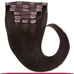 Натуральне Азіатське Волосся на Заколках 40 см 120 грам, Шоколад №1C