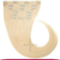 Натуральне Азіатське Волосся на Заколках 40 см 120 грам, Блонд №613