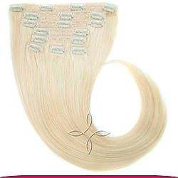 Натуральне Азіатське Волосся на Заколках 40 см 120 грам, Блонд №60