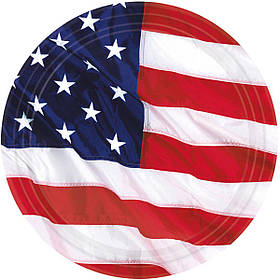 Тарілки паперові стиль "США", 8 шт, 26,6 см, Набор тарелок "Америка" 1502-3344