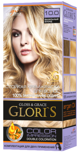 Крем-краска для волос Glori's 10.0 Ванильный блонд (2 применения) от ...