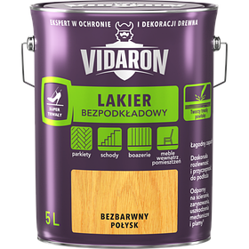 Лак для паркету б/грунтовки (глянець) 5л Vidaron Польща