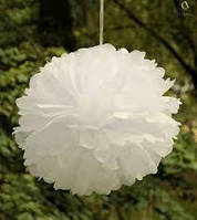 Помпон паперовий для декору  діаметр 30 см білий