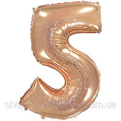 Цифра фольгована 5 рожеве золото 100 см Flexmetal Іспанія, фото 1