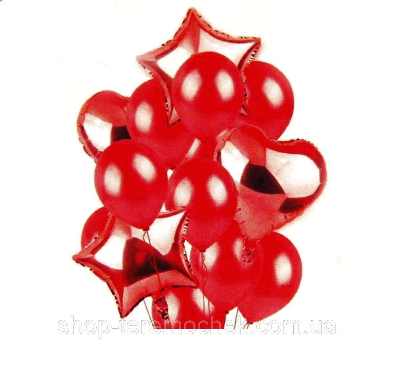 Набір повітряних і фольгованих куль Червоний мікс.14 шт., фото 1