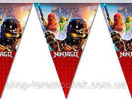 Гірлянда святкова, розтяжка паперова Ніндзяго, прапорці трикутні вимпели для дитячого дня народження 2 м, фото 1