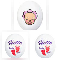 Повітряні кулі білі HELLO BABY дівчинка 12" 30 см (BelBal) 3 шт