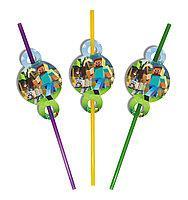 Коктейльні трубочки дитячі Майнкрафт, пластикові трубочки із вигином для холодних напоїв набір 8 шт., фото 1