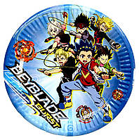 Тарілки одноразові дитячі Бейблейд, набір паперових тарілок 18 см 5 шт