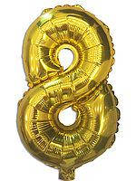 Куля фольгована золота, цифра 8 золото 100 см Godan Польща 40''