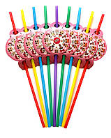 Коктейльні трубочки Ляльки Лол рожеві пластикові трубочки з гофрою для холодних напоїв набір 10 шт