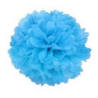 Помпон паперовий складаний блакитний темний для декору діаметр 20 см