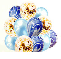 Набір куль агат, набір повітряних куль з конфетті, повітряні кульки з конфетті, набір повітряних куль агат синій