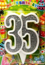 Свічки для торта ювілейна цифра 35 срібло, фото 1