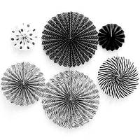 Набір підвісних декоративних віял із щільного паперу 6 шт Чорні