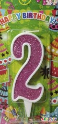 Свічки для торта цифра 2 рожева, фото 1