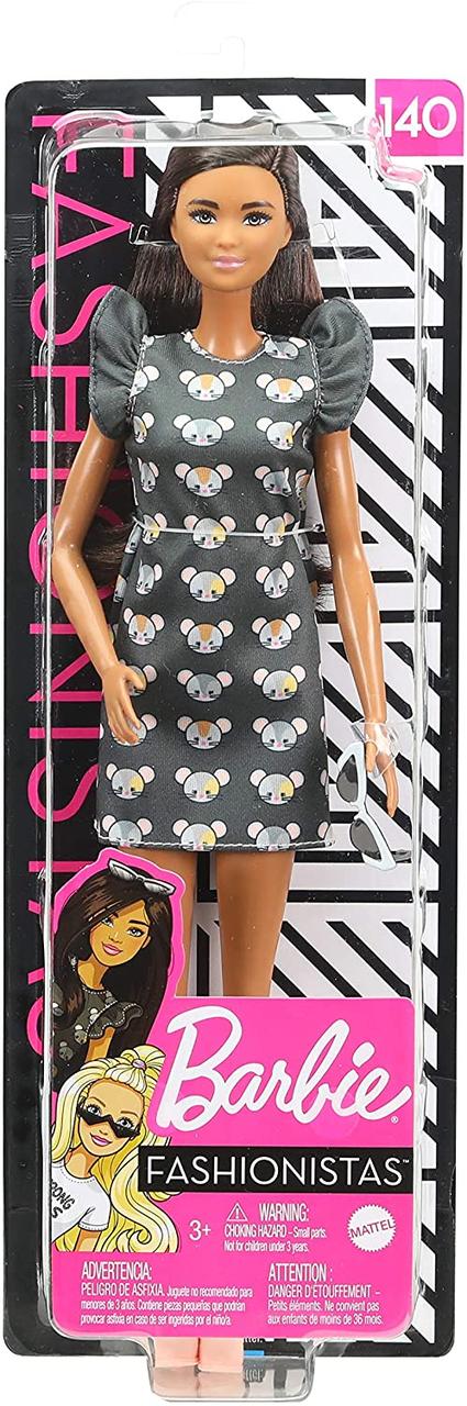 Лялька Барбі Модниця в сірому платті з пахвами Barbie Fashionistas Doll Type 140 GHW54