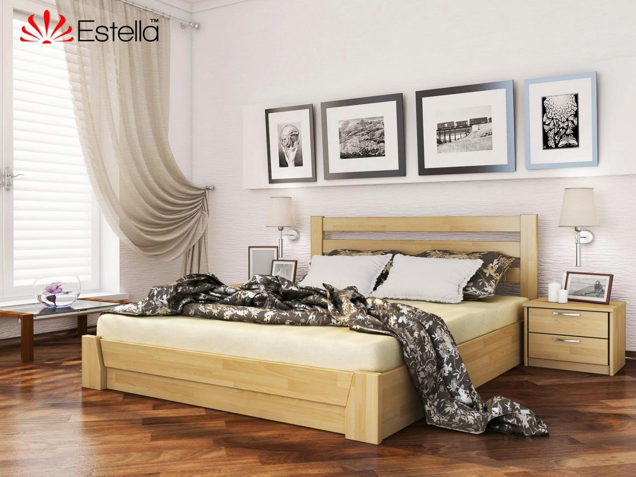 Ліжко дерев'яне Селена 160х200 Щит з ортопедичними ламелями та підйомним механізмом