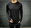 Чоловічий лонгслів чорний футболка з довгим рукавом розрізи для пальців Розміри: S, M, L, XL, фото 3