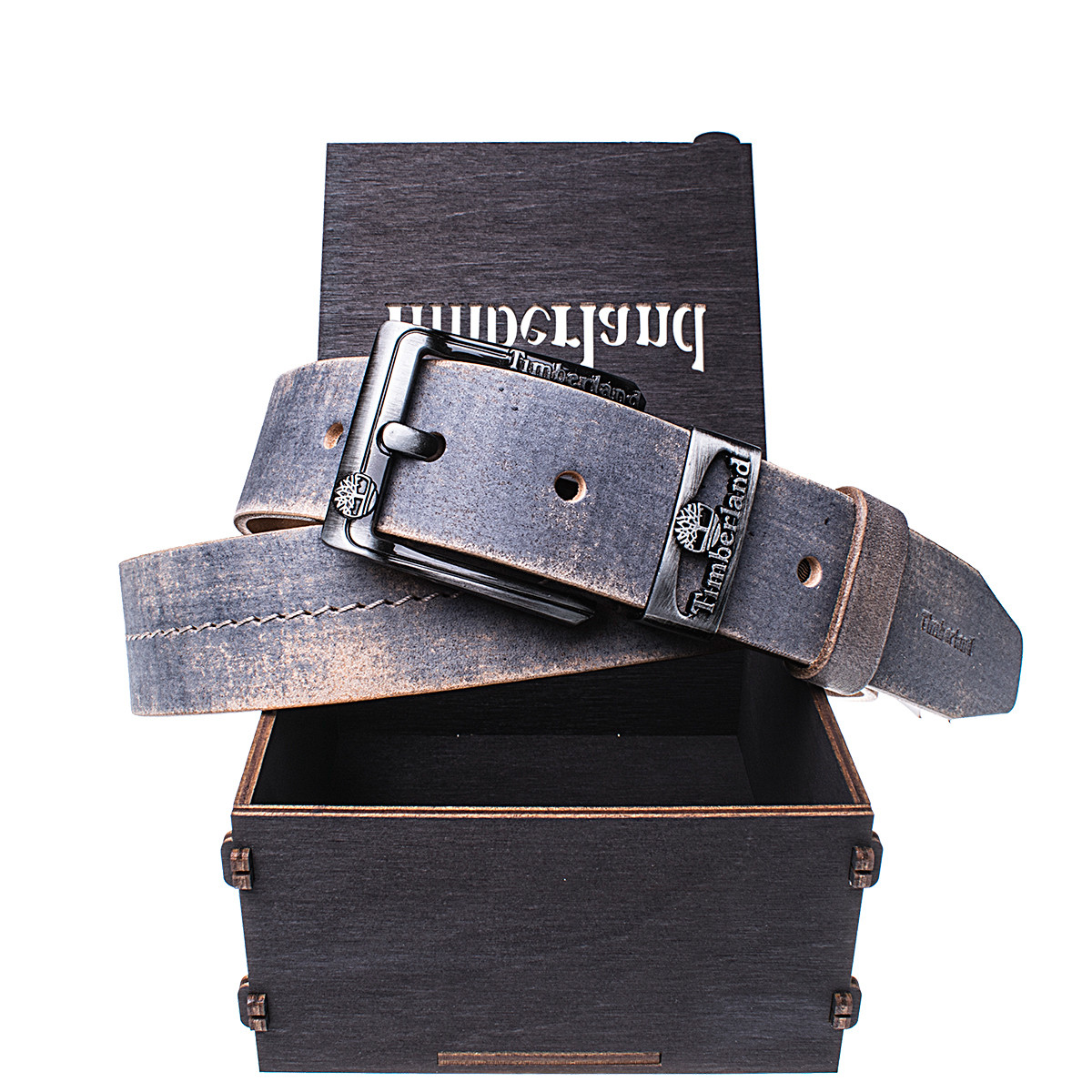 Чоловічий шкіряний ремінь Wiseo Timberland синій (UF55607)
