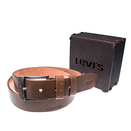 Чоловічий шкіряний ремінь Wiseo Levi's Коричневий (UF55632), фото 1