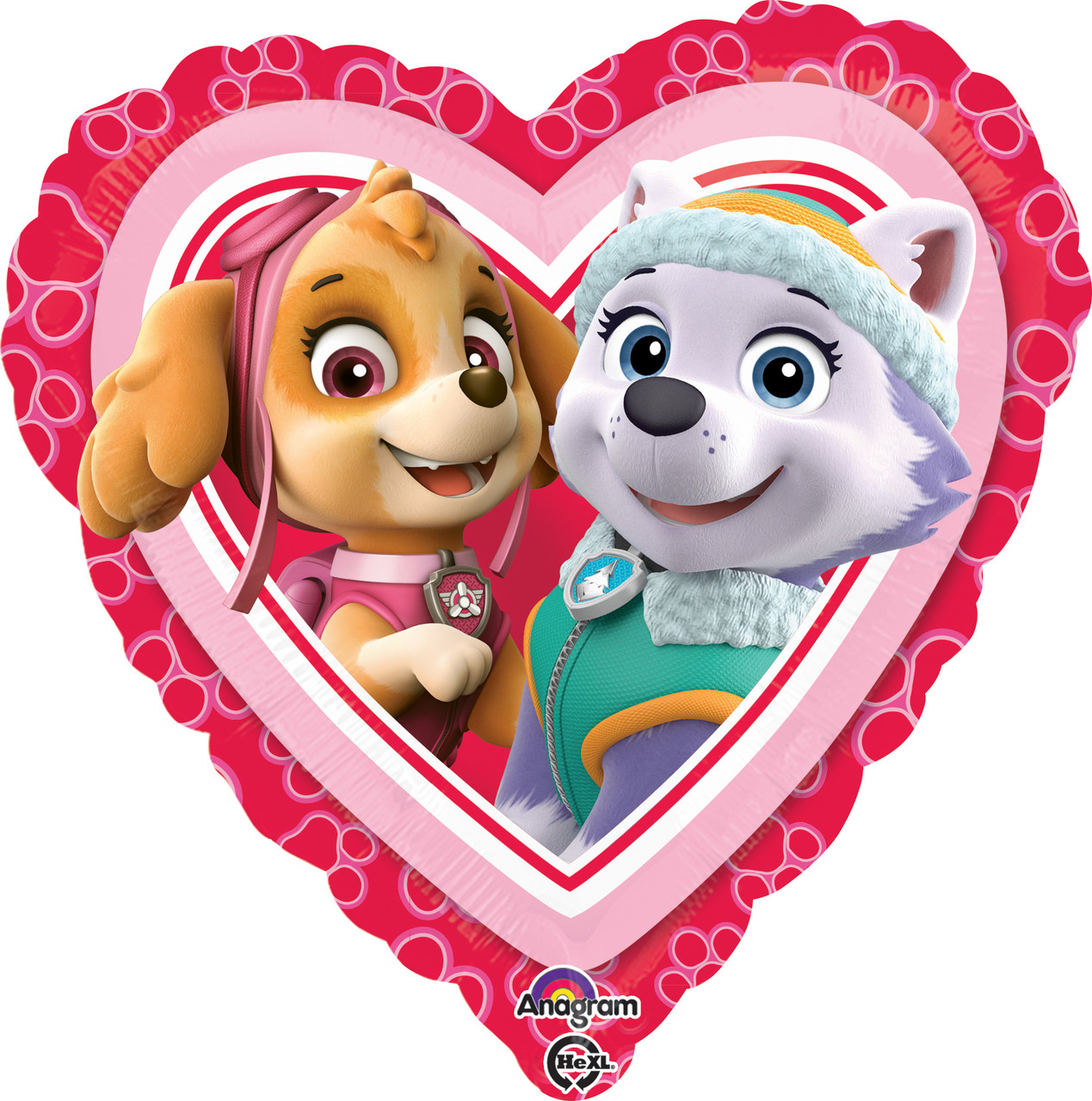 A 18" Paw Patrol Love.  Фольгована куля гелієва серце Щенячий патруль. Скай і Еверест