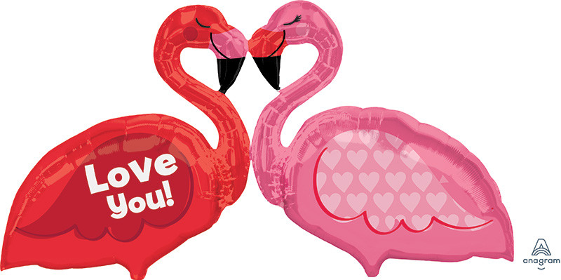 A 46" Love Flamingos Balloon. Фольгована куля Закохані фламінго, В УП 14 лютого