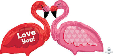 A 46" Love Flamingos Balloon. Фольгована куля Закохані фламінго, В УП 14 лютого