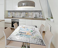 Наклейка 3Д виниловая на стол Zatarga «Фрески Кирпичи» 600х1200 мм для домов, квартир, столов, кофейн,