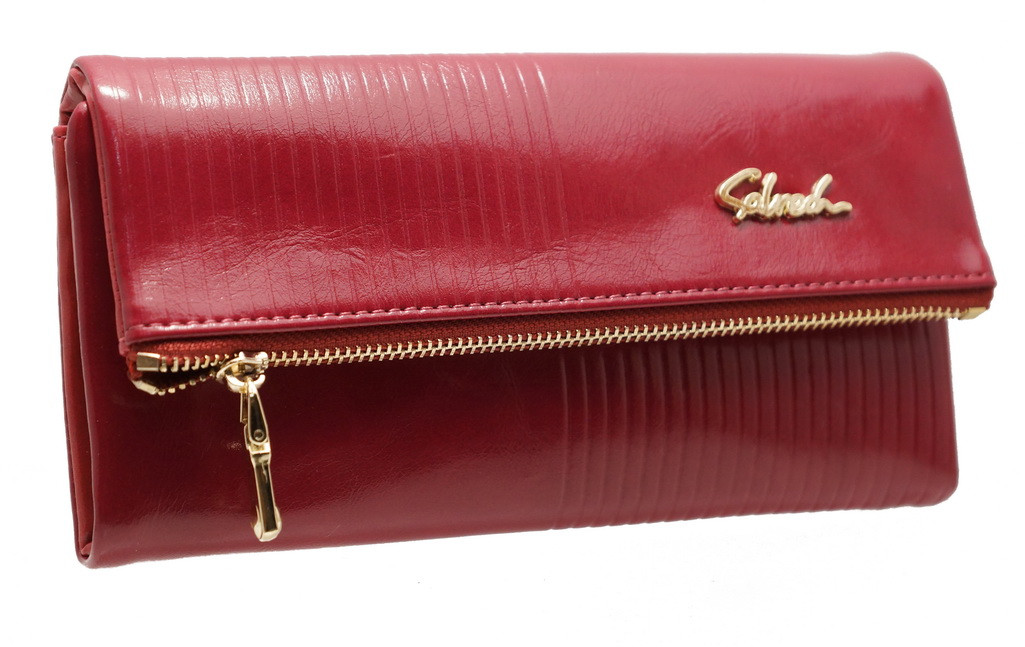 Привабливий жіночий гаманець 7188 Plum Red на кнопці, фото 1