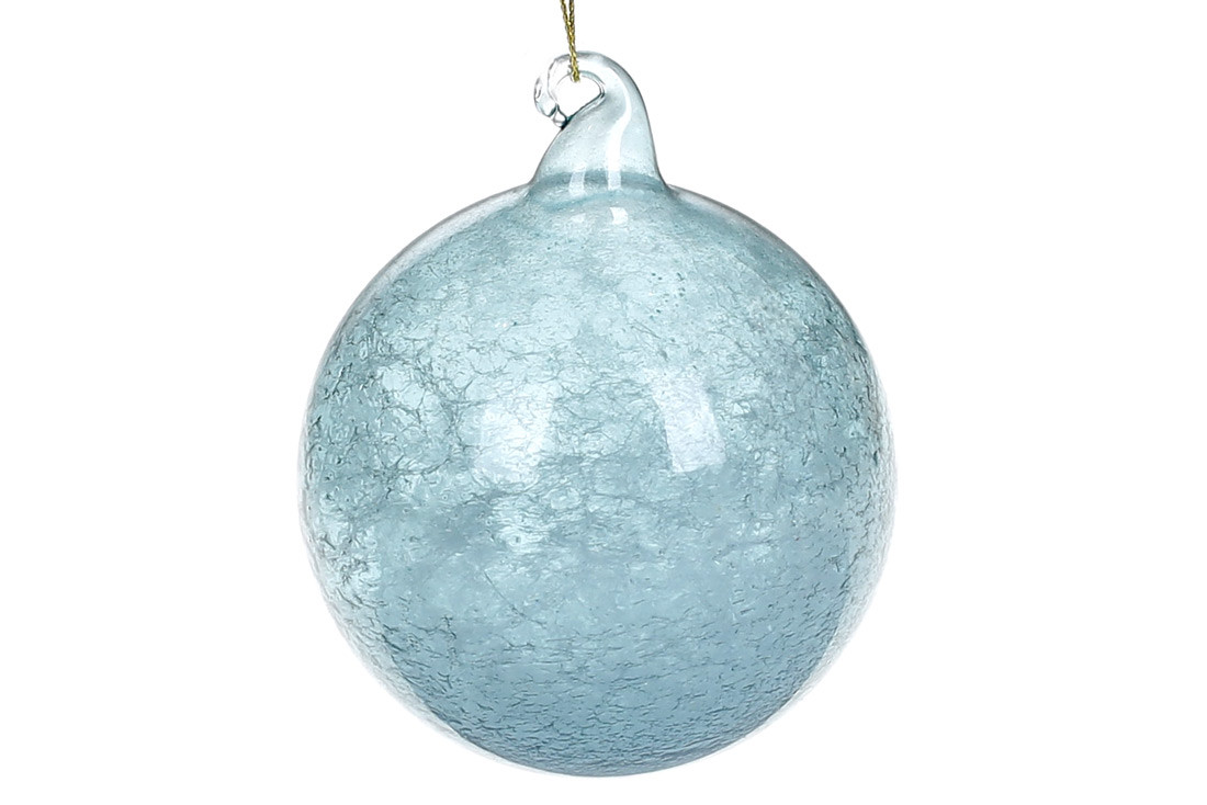 Ялинкова куля з морозним ефектом всередині, 8см, колір - блакитна бірюза, 6шт