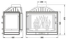 Камінна топка UNIFLAM 700 STANDARD з шибером праве бокове скло, фото 4