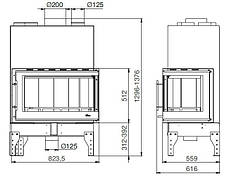 КАМІННА ТОПКА UNIFLAM 760 EVO PBS ПРАВЕ ВИГНУТЕ СКЛО, фото 2