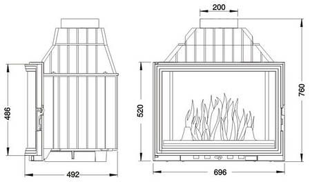 Камінна топка UNIFLAM 700 PANORAMA з шибером, фото 2
