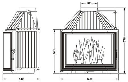 Камінна топка UNIFLAM 700 PRYZMAT з шибером, фото 2