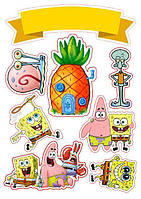 Вафельна картинка Губка Боб Їстівні картинки Sponge Bob Губка Боб картинки різні Формат А4