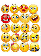 Вафельна картинка Смайли Їстівні картинки Smile Смайли на торт картинки різні Формат А4