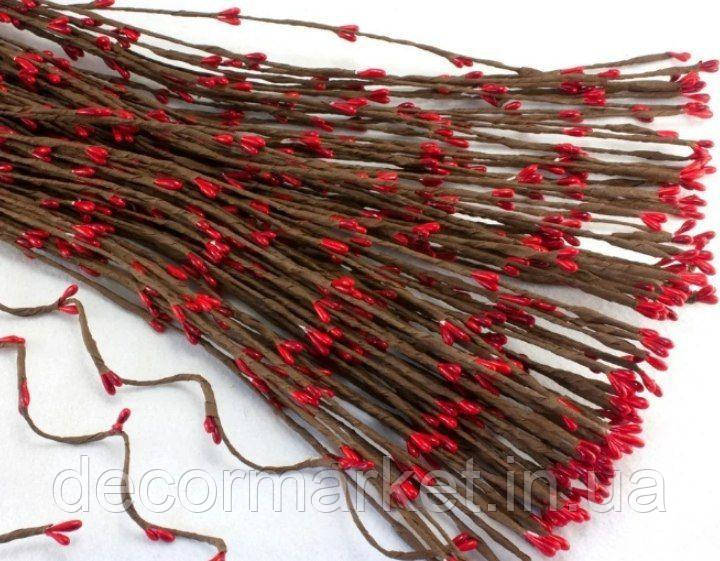 Гілочка верби 5 шт. із червоними тичинками гнучка 60 см, фото 1