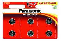Батарейки PANASONIC CR 2032 BLI 6 LITHIUM (CR-2032EL/6B)