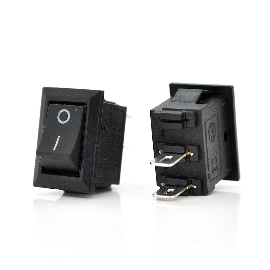Перемикач ON-OFF KCD11-101 Small, 250VAC/3A, 2 контакти, Black, Q500, фото 1
