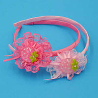 Обруч для волосся 6 шт. пластик рожевий і яскраво-рожевий полуниця мереживо